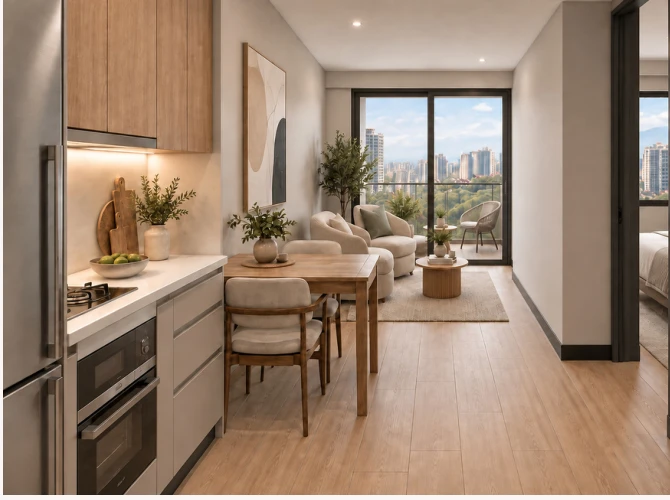 Render del interior del apartamento C-2