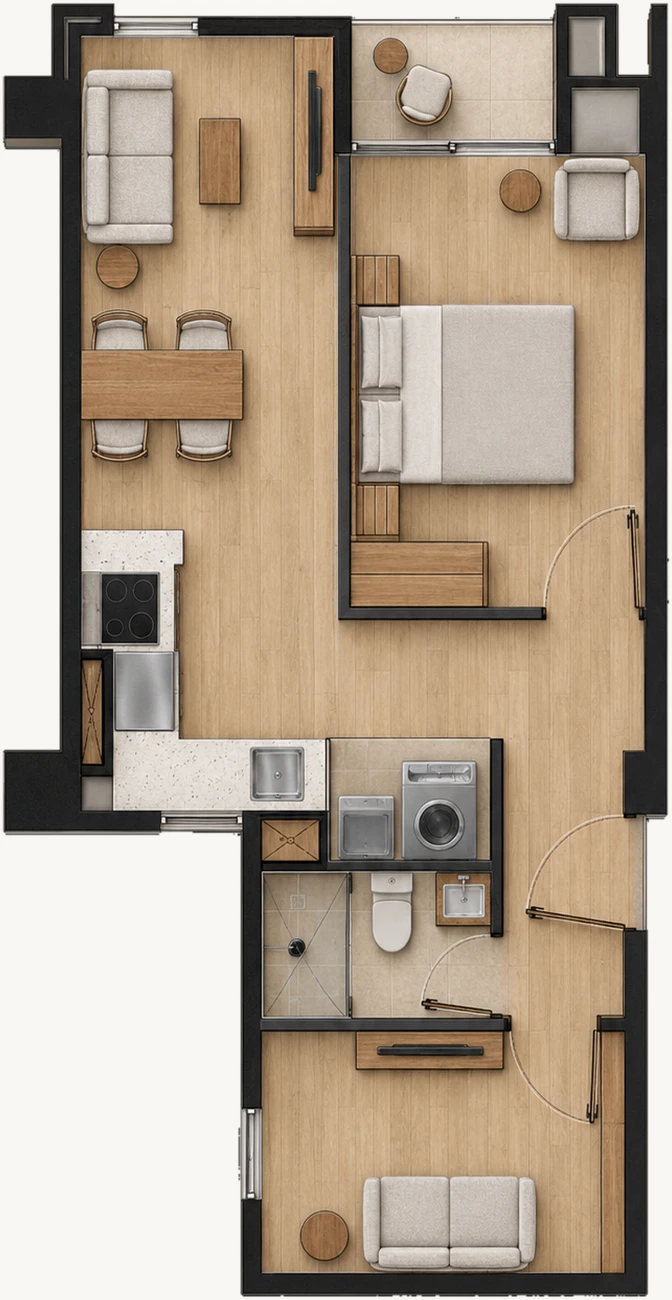 Plano de distribución del apartamento B-4